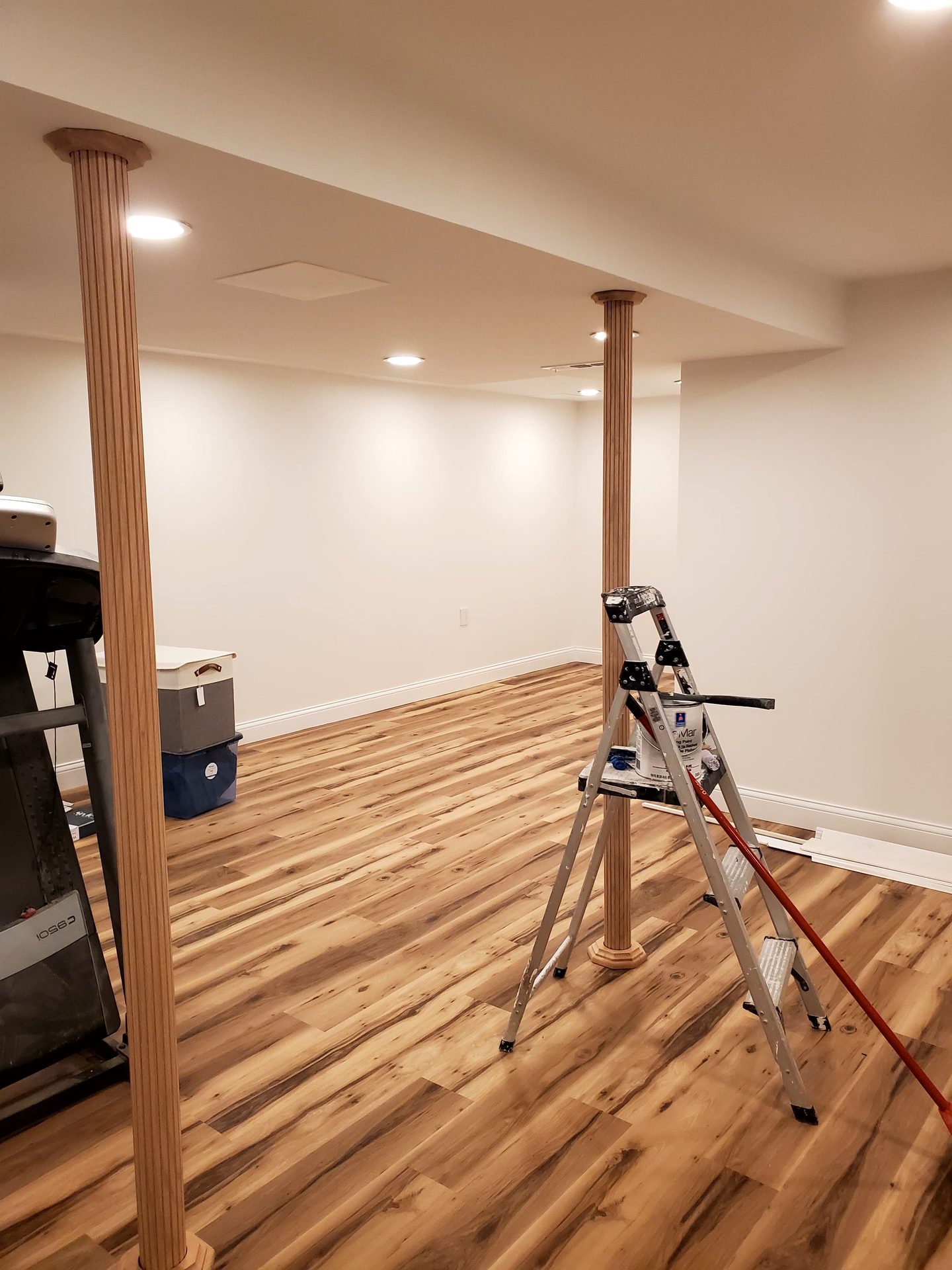 Finished LVP flooring in a residential basement